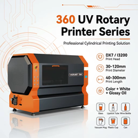 Imprimante rotative UV 360° pour bouteilles, gobelets, canettes, tubes cosmétiques, machine d'impression cylindrique orange avec kit d'encre blanche et de vernis