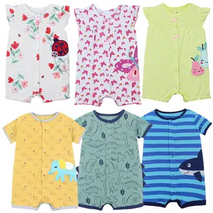 100% Cotton Boys and girls wrap clothes unisex children's body romper short-sleeved summer one-piece romper baby clothes