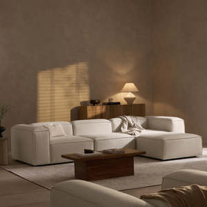 Divano Modulare in Tessuto con Poggiapiedi Sinistro e Destro, Stile Moderno Minimalista per Appartamenti, Soggiorno, Arredamento Morbido per la Casa - Product Image 2