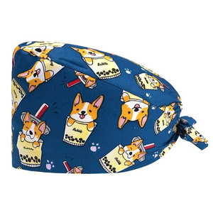 Scrub Caps <b>Nursing</b> Hats Tie Back Breathable Cotton Polyester Button Printed Wrinkle-Resistant Unisex for Daily Wear Working Cap - Product Image 2