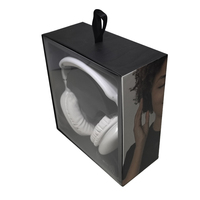 Scatola di Carta Stampata con Finestra e Anello in Tessuto, Finestra Trasparente in Plastica, Confezione per Cuffie Over-Ear, Scatola per Esposizione in Supermercato
