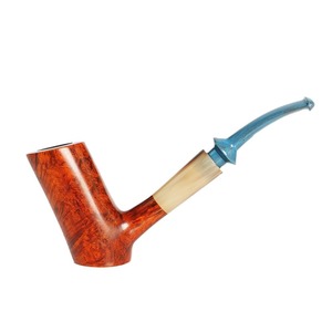 Briarwood Pipe Tokyo Series Bent Shape 3Mm Horn Smooth Cumberland Vulcanized Rubber Mouthpiece Tobacco Smoking Pipe - Product Image 3