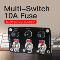 Boîtier de commande à interrupteur à bascule 3 positions pour distribution CC 12-24V avec protection par fusibles indépendants pour voiture, camping-car, camion, bateau