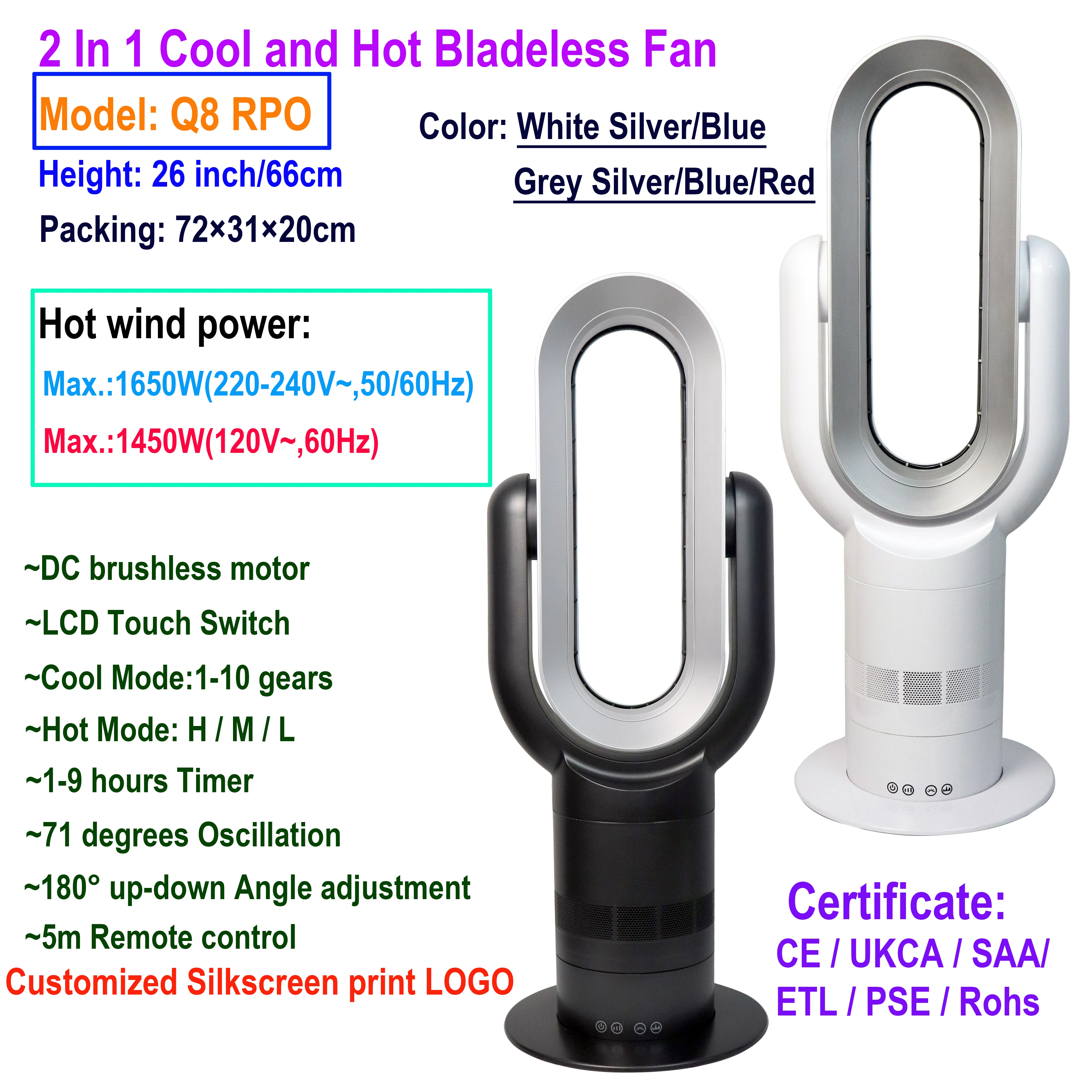 CE ETL SAA Certified Portable Infrared Heater Bladeless Q8