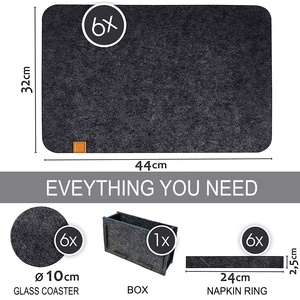 Set de napperons en feutre antidérapant, lavable, avec sous-verres, boîte et anneaux de serviette de table, 10 pièces - Product Image 2