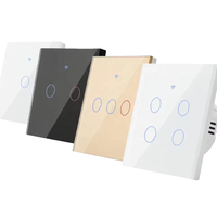 Interrupteur intelligent 10A à une touche avec écran tactile en verre, matériau PC, blanc/noir, IP65, Wi-Fi, certifié CE