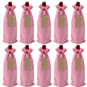 Recycled <b>Red</b> Wine Christmas Gift Wedding Decoration Bottle Linen Jute Bottle Packaging Wine Bag - Product Image 6