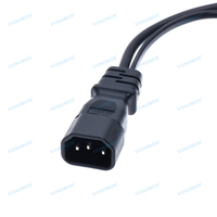 Câble d'alimentation court avec adaptateur femelle 2 broches IEC 320 C14 vers C13 et CEE 7/16 (norme européenne) pour onduleur et bloc d'alimentation (PDU) – Câble d'alimentation pour onduleur/PDU européen