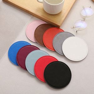 Custom Round Felt & PU Leather <b>Coasters</b> Set - Waterproof, Heat Resistant, Non Slip Drink Mats for Promotional Gifts - Product Image 2