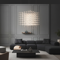 Lustres suspendus personnalisables non standard pour salles de banquet, halls d'hôtel et mariages, avec projection d'étoiles en forme de cube