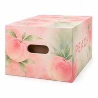 Op maat gemaakte bedrukte stevige geschenkverpakking voor premium witte perzik fruitverpakkingen, aquarelontwerp deksel en bodem, groothandel OEM