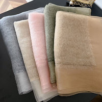 En stock – Écharpe transparente unie en mélange de soie avec logo personnalisé pour femme – Légère, respirante, longue, protection UV estivale, polyvalente