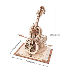 Robotime <span class=keywords><strong>Rokr</strong></span> US Warehouse Jouets en bois Boîte à musique mécanique AMK63 Kit de modèle de violoncelle magique Puzzles 3D - Product Image 5