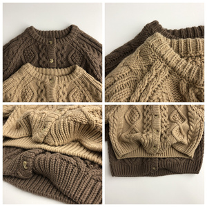Cardigan coréen pour enfants pour l'automne et l'hiver 2021, cardigan rétro en laine de chanvre pour bébé, chandail pour garçons et filles - Product Image 2