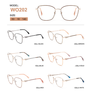 WO202 <span class=keywords><strong>Lunettes</strong></span> <span class=keywords><strong>originales</strong></span> pour <span class=keywords><strong>femme</strong></span>, monture en métal, monture optique tendance bicolore, style œil <span class=keywords><strong>de</strong></span> chat - Product Image 4