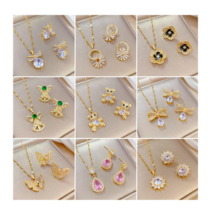 Conjunto <span class=keywords><strong>de</strong></span> Joyería <span class=keywords><strong>de</strong></span> Moda para Mujer, Collar y Aretes con Colgante <span class=keywords><strong>de</strong></span> Mariposa y Corazón <span class=keywords><strong>de</strong></span> Circonio en Oro <span class=keywords><strong>de</strong></span> 18k, para Regalo, Conjuntos <span class=keywords><strong>de</strong></span> Oro Laminado - Product Image 2