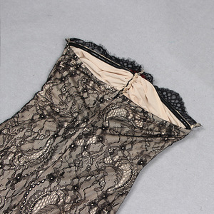 Vestido largo casual de encaje floral sin tirantes con aberturas para fiesta de noche para mujer - Product Image 4