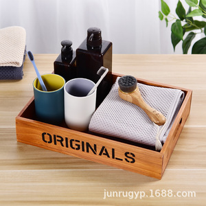 Boîte de rangement en bois avec lettres gravées pour l'organisation du bureau, 33x24,5x6,5 cm, organisateur de cosmétiques écologique - Product Image 4