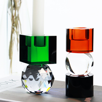 Porte-bougie en cristal coloré, porte-bougie tealight, décoration de table pour la maison