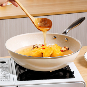 Wok de freír chino portátil de 28cm y 30cm, blanco, multifunción, cocina profesional, sartén de aluminio antiadherente, Wok - Product Image 1