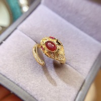 Set Perhiasan Kepala Ular Perak 925 dengan Batu Ruby Alami, Koleksi Hadiah untuk Pembeli Grosir, Pesanan Massal, dan Eceran Butik