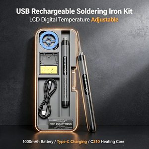 USB Type-C Charging Digital <b>Soldering</b> <b>Iron</b> 1000mAh Lithium Battery Standard Set Gray Portable PCB Solder Repair Pen - Product Image 3
