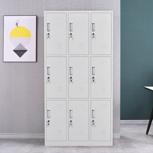 Armoire métallique moderne avec 16 portes verrouillables, design à panneaux plats à charnières pour le rangement de la chambre - Product Image 2