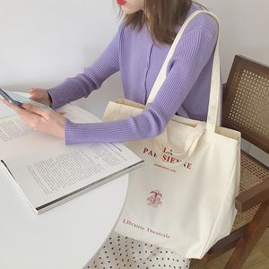 Sac à provisions en toile <span class=keywords><strong>parisienne</strong></span> extra large pour femmes sac à main fourre-tout d'épicerie réutilisable écologique par dames - Product Image 3