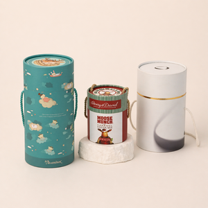 Emballage personnalisé en tube de papier de qualité alimentaire, écologique, de forme ronde, pour confiserie, avec poignée cylindrique - Product Image 2