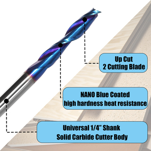 <span class=keywords><strong>Fraise</strong></span> CNC UpCut Spiral Router Bits Carbide 2 Flûte Nano Revêtement 1-1/4 Long Bois Plastique Coupe 1/4 Diamètre - Product Image 6