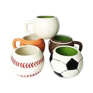 Mug Kopi Keramik Bentuk Bola Olahraga, Sepak Bola, Bola Basket, Bisbol