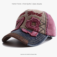 Casquette de baseball unisexe transfrontalière style américain 100 % coton à 6 panneaux, réglable, à calotte profonde, avec broderie de style antique