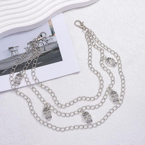 Cadena de cintura unisex de tres capas con colgante de calavera hueca para discoteca, hip hop, rock - Product Image 4