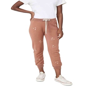 Pantalones Joggers Casuales de Mujer, Marca Personalizada, 100% Algodón Ecológico, Lavado con Blanqueador, Verde, Felpa, Frente Plano, Cintura Media, Cierre de Cremallera - Product Image 1