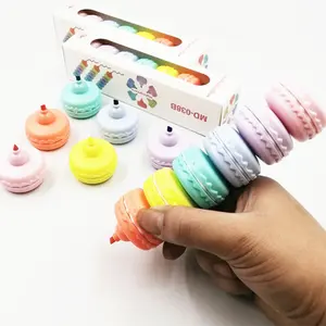 Wholesale Eco-Friendly Non-Toxic Stackable Macarons Shaped Fluorescent Pens Highlighters