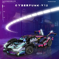 SAMLOK 1149 PCS 1:14 Cyberpunk V12 Set Blok Bangunan Mobil DIY Mainan Konstruksi Elektronik Plastik ABS 5 7 Tahun Unisex
