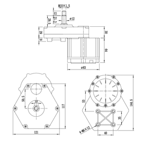 JP70BL 맞춤형 브러시리스 <span class=keywords><strong>DC</strong></span> 24V 150RPM 83.09W 영구 자석 기어박스 모터, 전동 휠체어 구동용 - Product Image 5