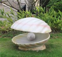 Statue de coquille de mer géante banc en résine avec perles accessoires de fruits de mer pour centre de table de mariage