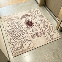 Tapis de sol personnalisé avec carte vintage imprimée, motif rétro fantastique, design personnalisé pour la décoration de la chambre des nerds