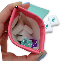 Personalisierte PU-Leder Mahjong-Würfelbeutel, Quetsch-Mahjong-Tasche, Mini-Würfel-Münz-Fliesen-Geldbörse für Brettspiele, Partys und Reisen