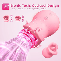 Machine de vibration 3-en-1 en silicone pour la bouche, la langue et le clitoris, rose, pour femmes