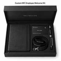 Individuelles NFC Mitarbeiter-Willkommenspaket mit A5 PU-Notizbuch Metall-Kugelschreiber Ausweis-Schlüsselband Marken-Firmengeschenkset für Neueinstellungen