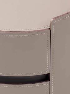 Muebles italianos para dormitorio de hotel, madera maciza y sillín de cuero, mesita de noche redonda, mesa circular, color ahumado - Product Image 5