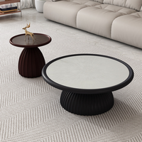 Ensemble de tables basses modernes en fibre de verre avec finition laquée haute brillance, tables basses gigognes rondes pour salon