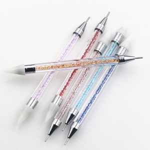 Stylo à cire double embout en acrylique pour nail art, outil multifonctionnel pour la pose de strass et de points, brosse à ongles pour salon de manucure - Product Image 5