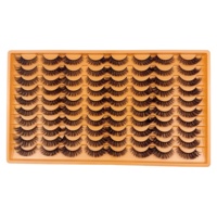 Venta al por mayor de 40 pares de pestañas postizas de visón sintético con volumen natural, curvatura DD, efecto esponjoso, estilo ruso, tira completa
