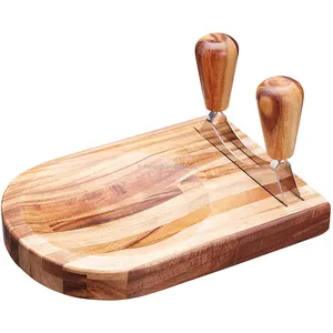 Planche à découper en bois chêne avec couteau à bascule, éléments naturels, Double Mezzaluna, 8 pièces, 2021
