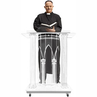 Pupitre acrylique Portable Transparent Podium Stand Chaires pour églises avec lumières LED Roulettes Facile à déplacer pour la conférence Churc