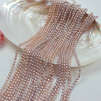 Perles de culture d'eau douce naturelles de haute qualité, grade AAA/AA, en forme de riz, de 3-4 mm, violettes, pour la confection de bijoux