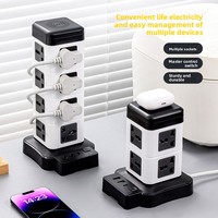Multiprise universelle anti-surtension avec prises industrielles UK/US/EU, design vertical, charge sans fil, électrique